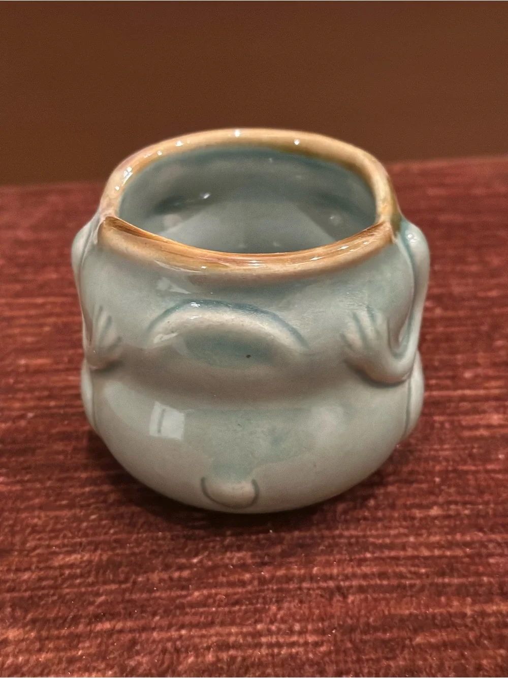 Ceramic Frog Planter in Seafoam Green